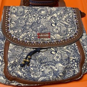 SakRoots Canvas messenger bag /backpack with leather accents